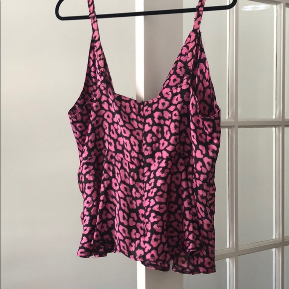 Club L London Pink/Black Satin Flounce Top - Picture 3 of 3